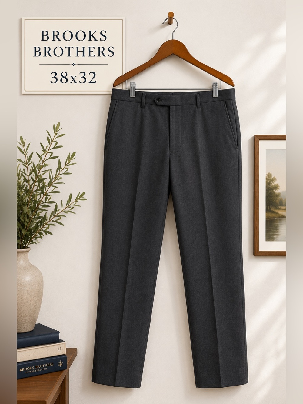 Brooks Brothers BrooksFlex Madison Fit Dress Pants Gray 38x32